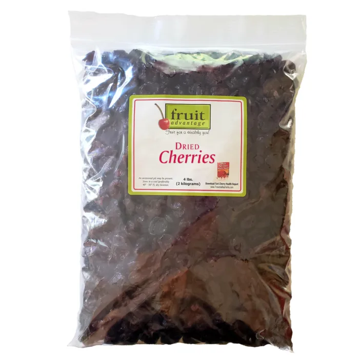 Fruit Advantage 4lb box of dried Montmorency cherries, sourced from Michigan-grown fruit and fulfilled by Traverse Bay Farms