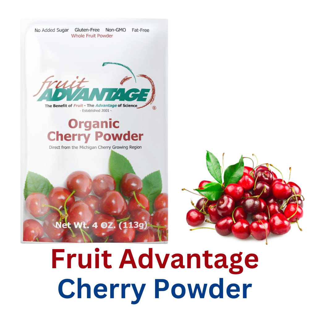 Fruit Advantage Tart Cherry Powder, 4 oz pouch made from 100% USA-grown Montmorency cherries for smoothies, recovery, and antioxidant support