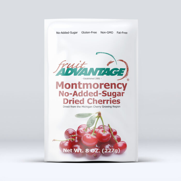 Fruit Advantage 8 oz bag of no-added sugar dried Montmorency cherries, made from Michigan-grown tart cherries