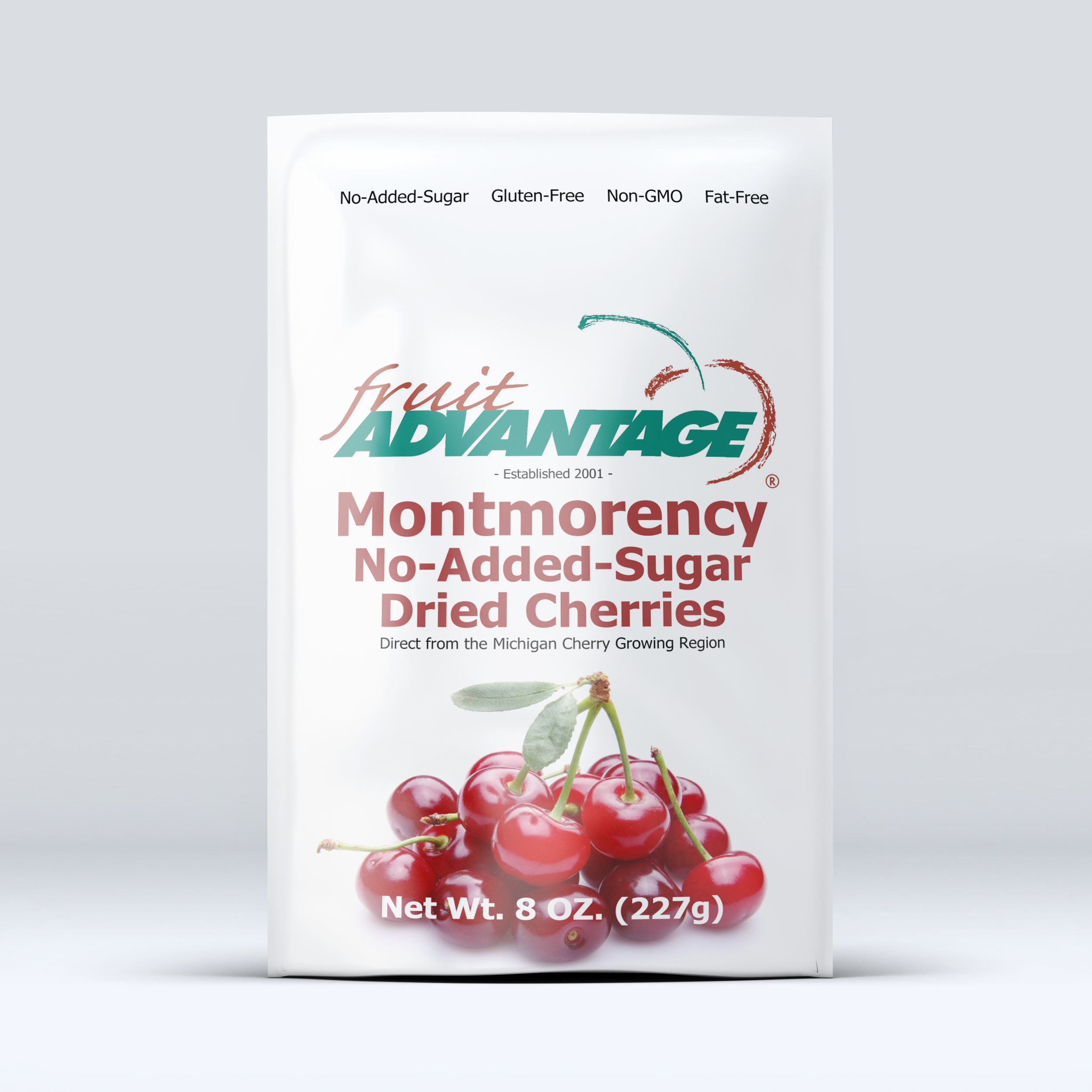 Fruit Advantage 8 oz bag of no-added sugar dried Montmorency cherries, made from Michigan-grown tart cherries