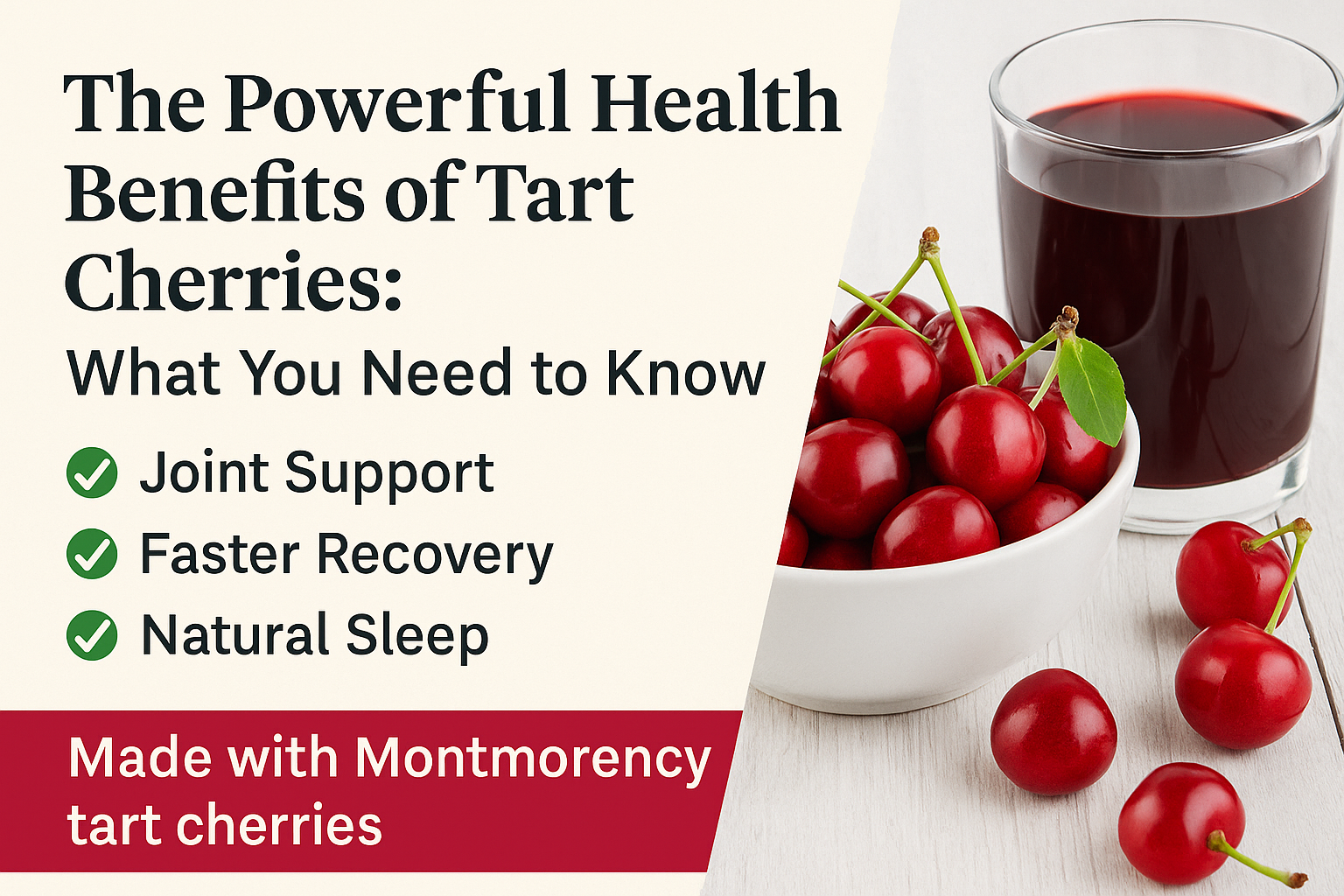 a bowl of cherries and a glass of cherry juice from Traverse Bay Farms